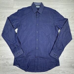 Duchamp Mens Button Down Shirt Tailored Fit Purple 15/M Micro Diamond‎ Print